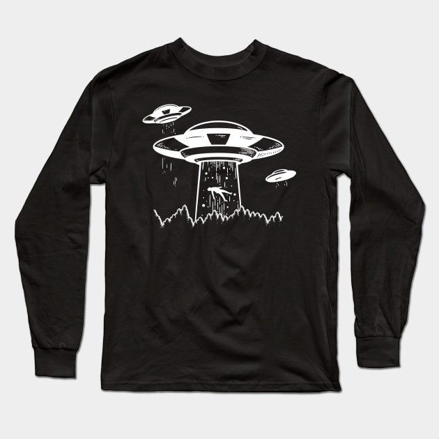 Alien Abduction (White) Long Sleeve T-Shirt by designer_dick